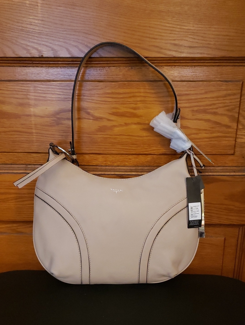NWT  T Tahari Nude Lg Stanley Shoulder Hobo Bag
